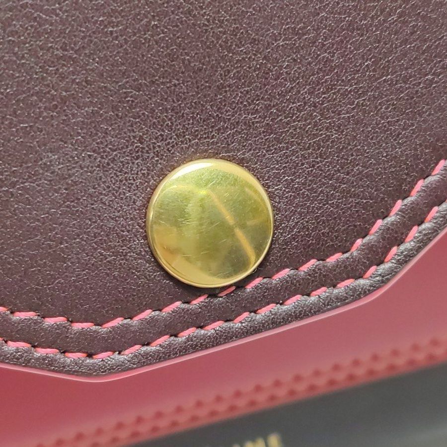 Celine 牛皮拼色字母Logo翻蓋單肩包斜挎包-11
