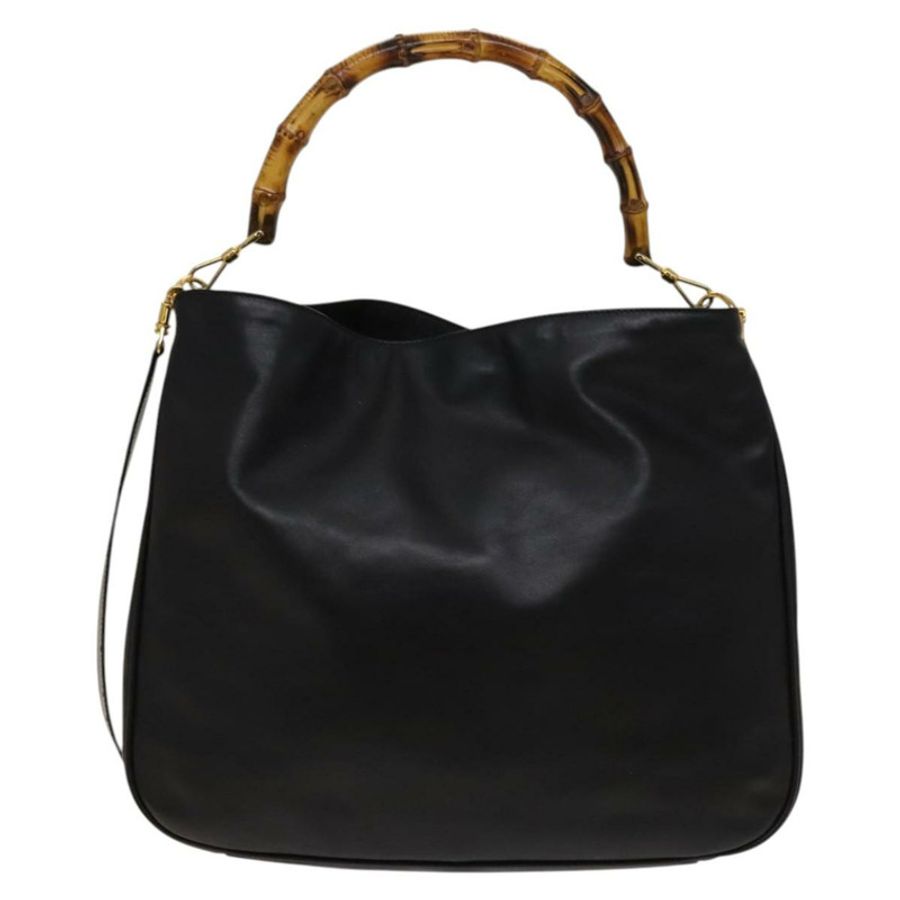 【日本直送】GUCCI 竹節手提包 皮革 兩用 黑色 金色 001 1781 1577 0 Auth 137281-1