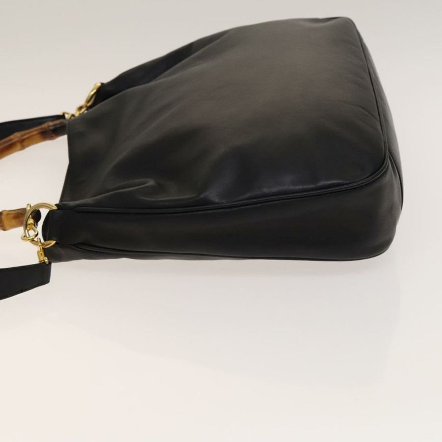 【日本直送】GUCCI 竹節手提包 皮革 兩用 黑色 金色 001 1781 1577 0 Auth 137281-3