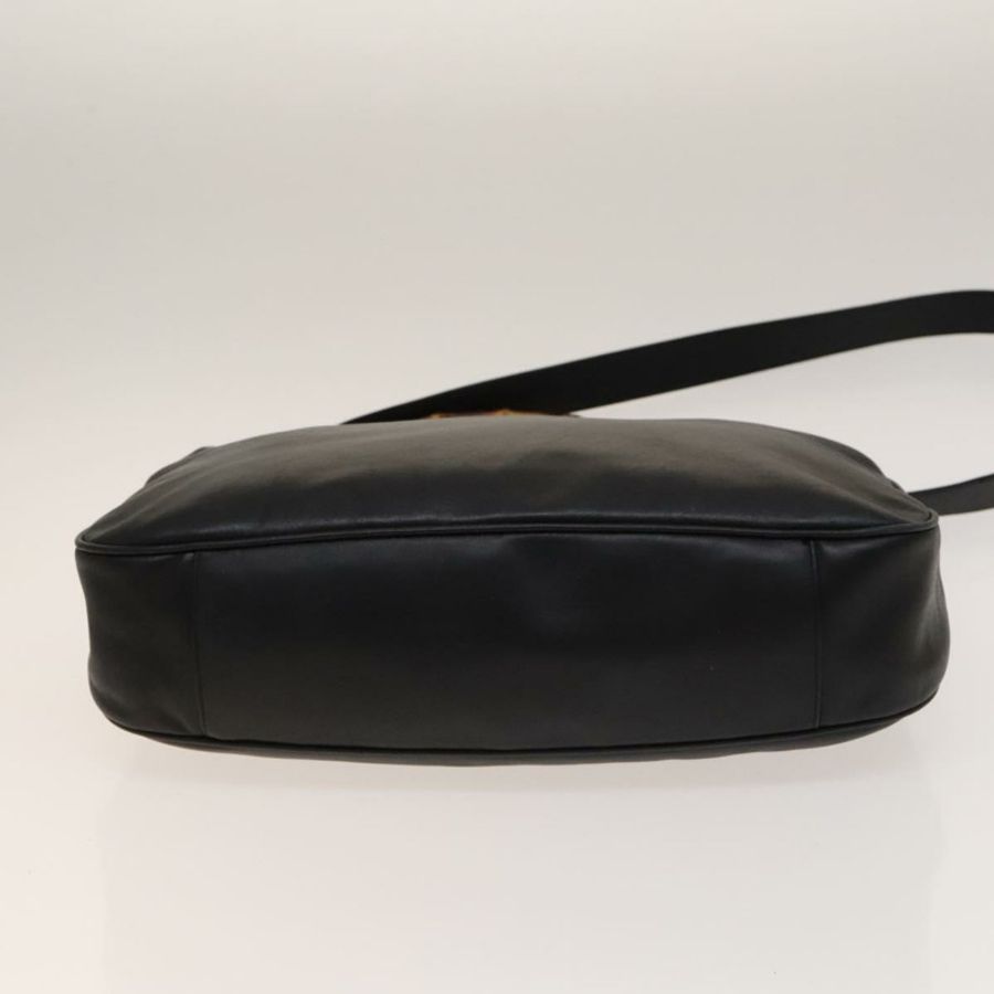 【日本直送】GUCCI 竹節手提包 皮革 兩用 黑色 金色 001 1781 1577 0 Auth 137281-4