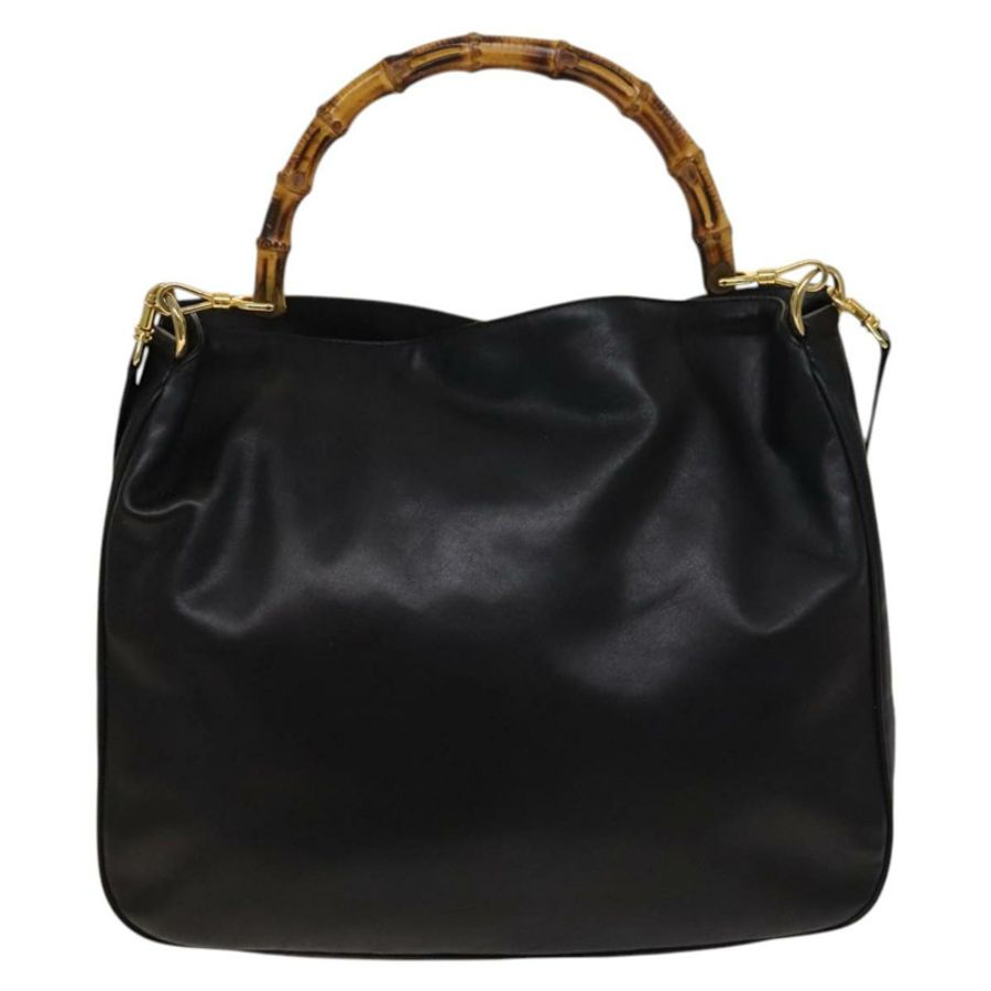 【日本直送】GUCCI 竹節手提包 皮革 兩用 黑色 金色 001 1781 1577 0 Auth 137281-12