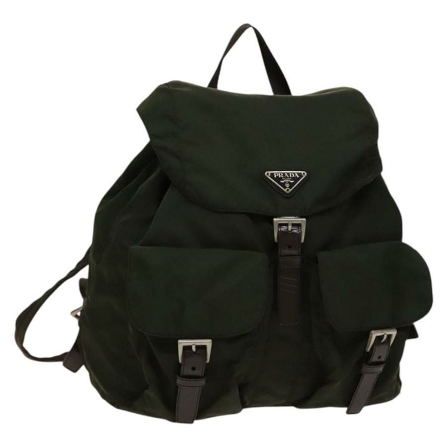 【日本直送】PRADA 雙肩包 尼龍 卡其色 銀色 正品 ki5908-0