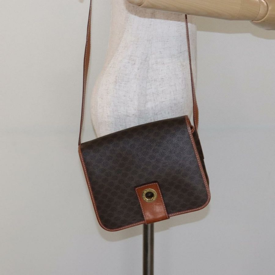 【日本直送】CELINE Macadam帆布肩背包 PVC皮革 棕色 金色 正品 140237-20