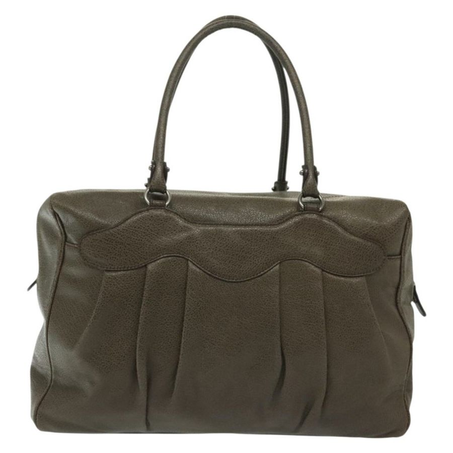 【日本直送】Salvatore Ferragamo Gancini 手提包 皮革 卡其色 銀色 正品 140186-1