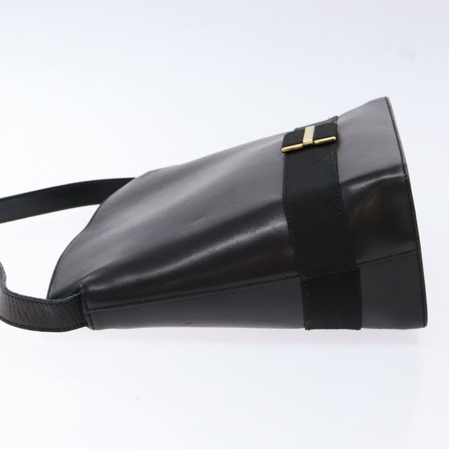 【日本直送】Salvatore Ferragamo Gancini 單肩包,黑色皮革,金色,正品,貨號 140540-3
