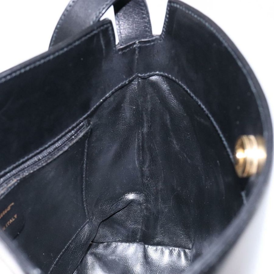 【日本直送】Salvatore Ferragamo Gancini 單肩包,黑色皮革,金色,正品,貨號 140540-17
