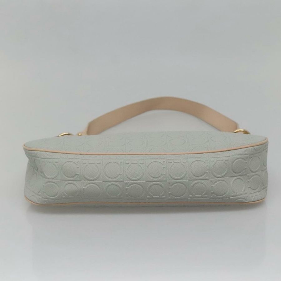 【日本直送】Salvatore Ferragamo Gancini 單肩包 皮革 灰色 米色 金色 正品 140541-4