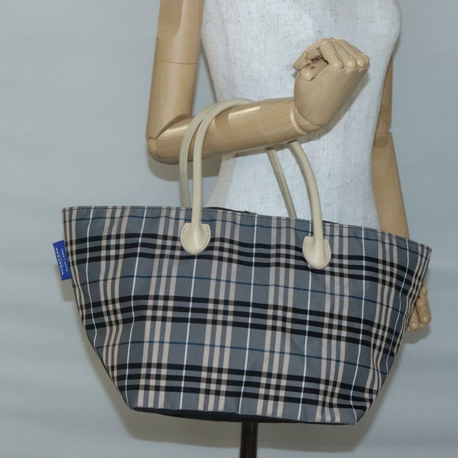 【日本直送】BURBERRY Blue Label Nova 格紋托特包 尼龍灰色 正品 ti3408-18