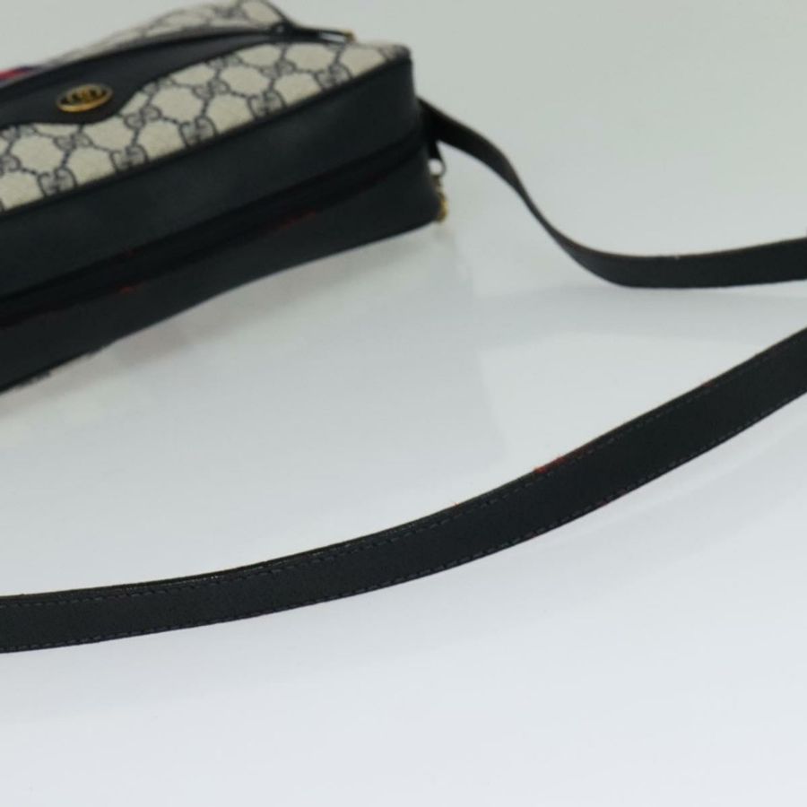 【日本直送】GUCCI GG Supreme Sherry Line 單肩包 PVC 海軍藍/金色 001 4071 5 Auth 141349-6
