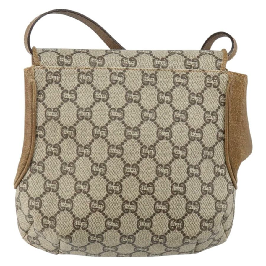 【日本直送】GUCCI GG Plus Supreme 單肩包 PVC 皮革 米色 金色 正品 th6331-1