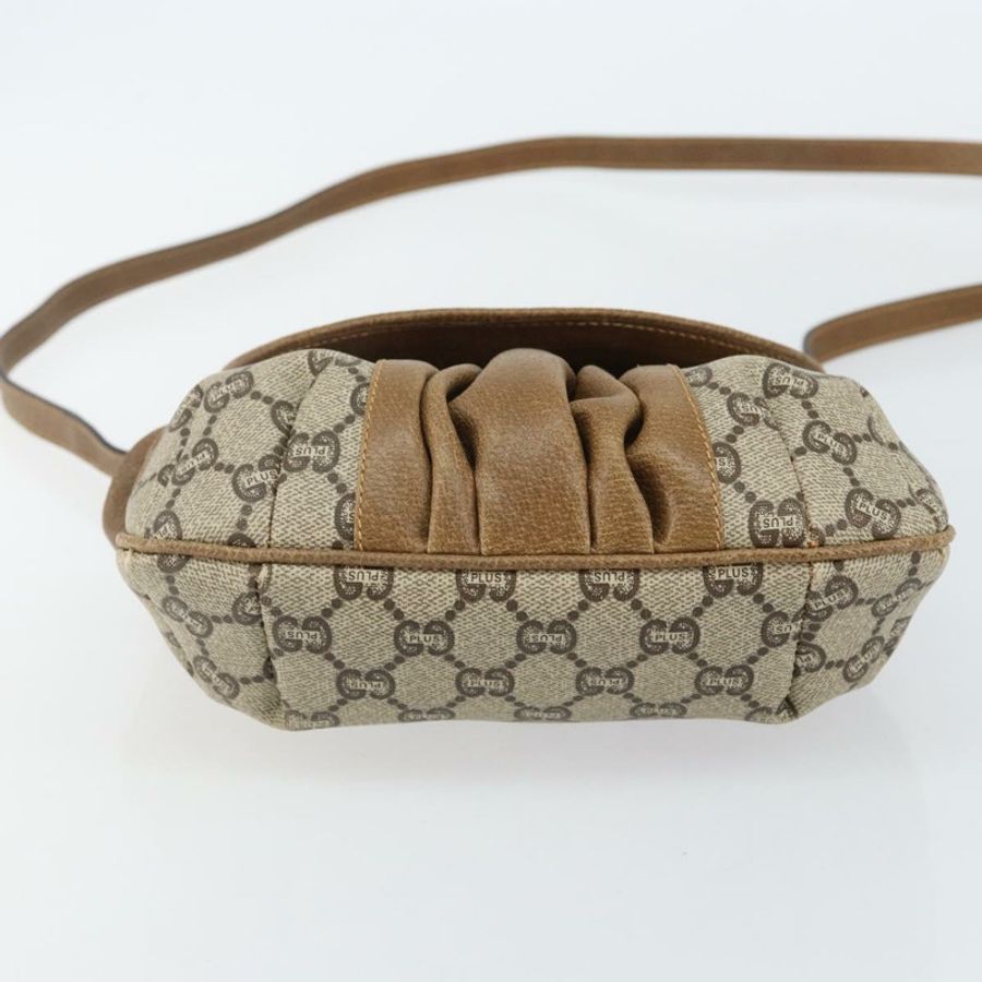 【日本直送】GUCCI GG Plus Supreme 單肩包 PVC 皮革 米色 金色 正品 th6331-4
