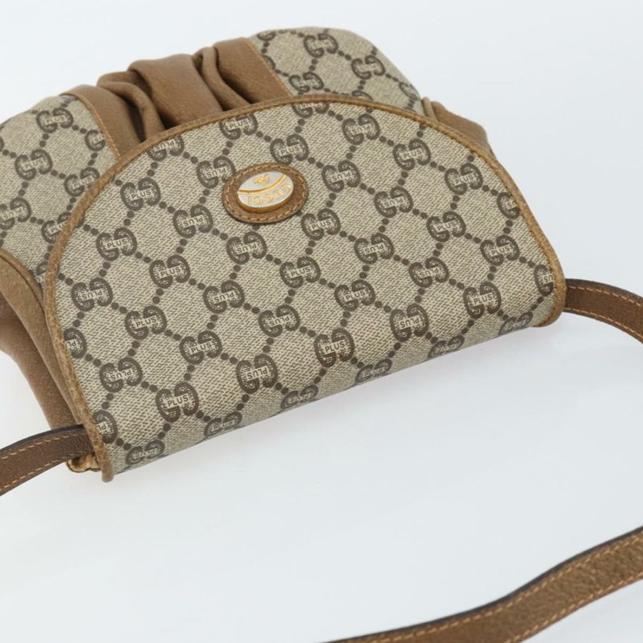 【日本直送】GUCCI GG Plus Supreme 單肩包 PVC 皮革 米色 金色 正品 th6331-5