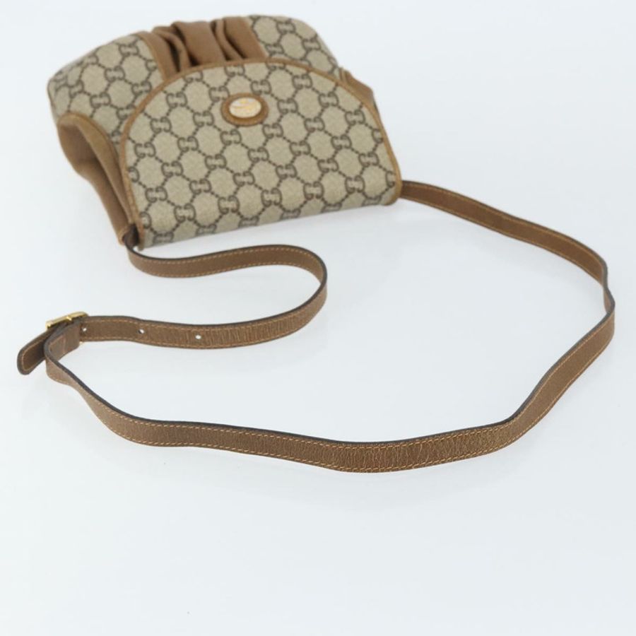 【日本直送】GUCCI GG Plus Supreme 單肩包 PVC 皮革 米色 金色 正品 th6331-6