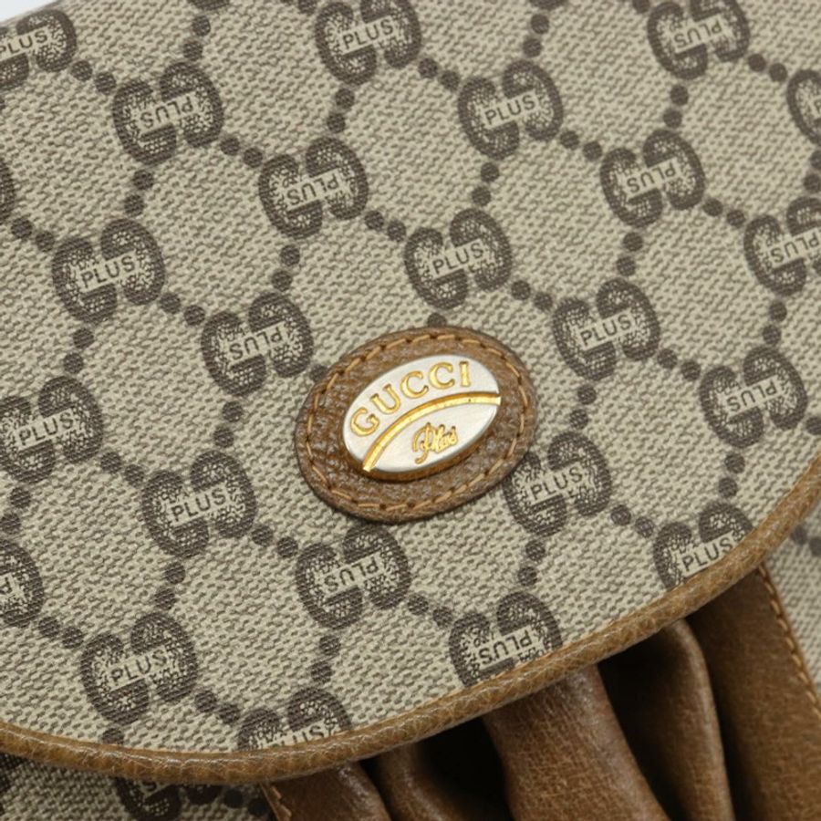 【日本直送】GUCCI GG Plus Supreme 單肩包 PVC 皮革 米色 金色 正品 th6331-16