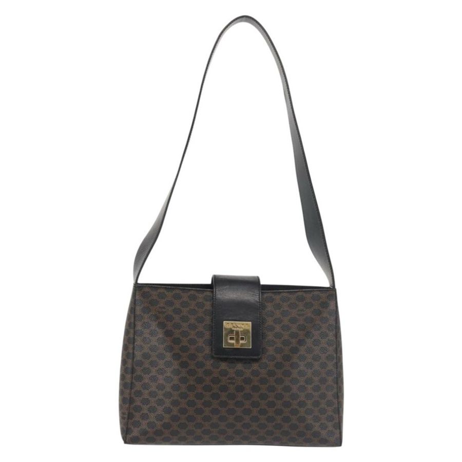 【日本直送】CELINE Macadam帆布肩背包 PVC皮革 黑色 金色 正品 142805-12