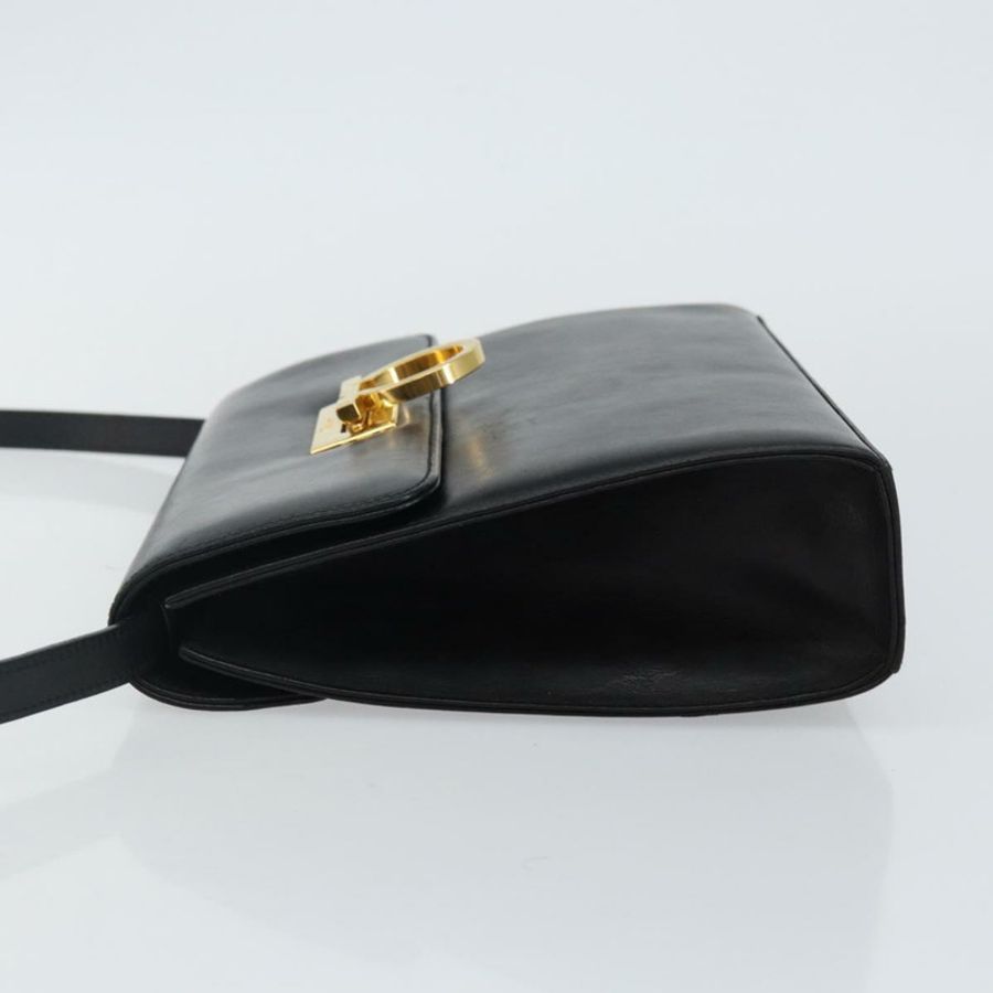 【日本直送】Salvatore Ferragamo Gancini 皮革肩背包 黑色 金色 正品 142822-3