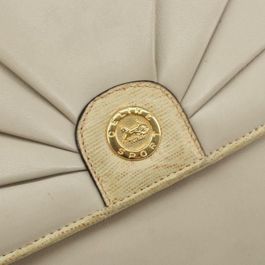 【日本直送】CELINE 皮革單背包 米色 金色 正品 142806-8