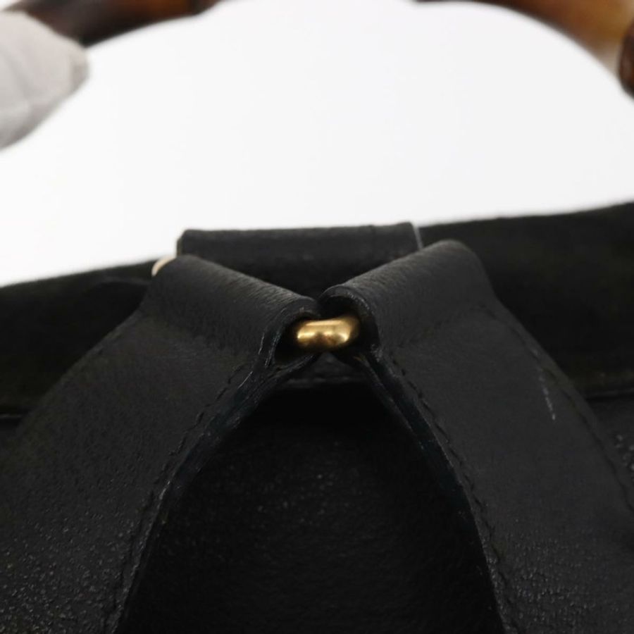 【日本直送】GUCCI 竹編雙肩包 絨面革 黑色 金色 003 2058 016 正品 BA5937-7