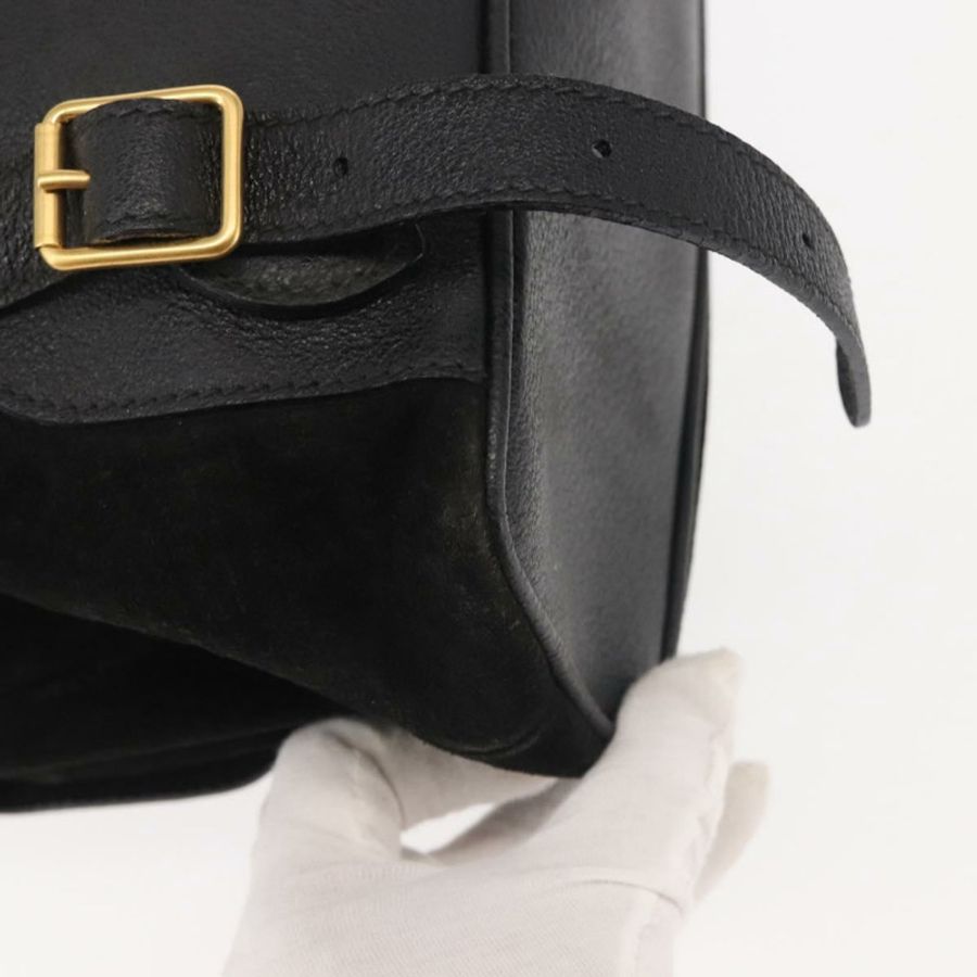 【日本直送】GUCCI 竹編雙肩包 絨面革 黑色 金色 003 2058 016 正品 BA5937-18