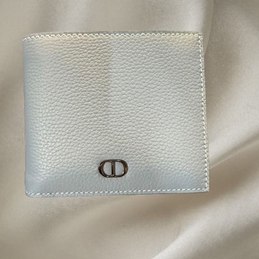 Dior CD Icon雙摺錢包/灰藍色小牛皮-5