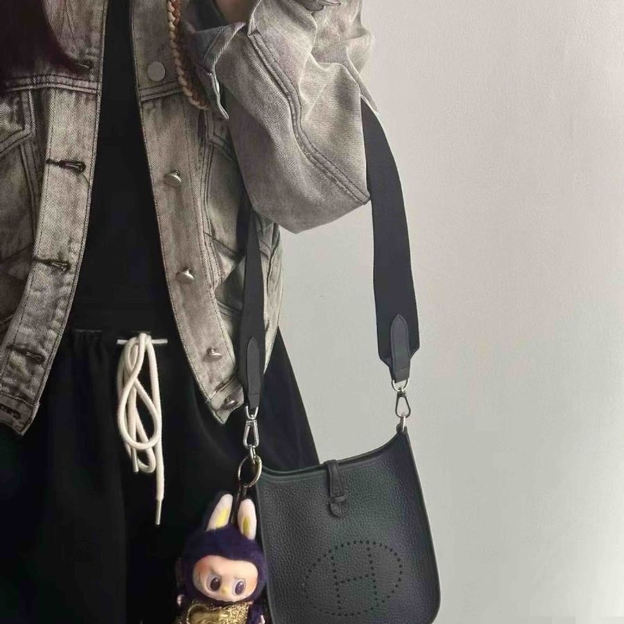 愛馬仕 mini evelyne 黑銀 w刻 絕美-1