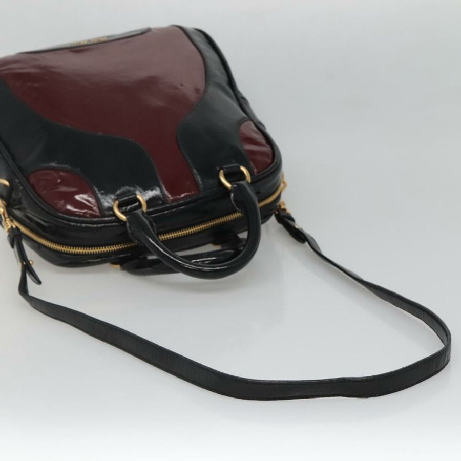 【日本直送】Miu Miu 手提包 漆皮 兩用 黑色 金色 正品 BA4312-7
