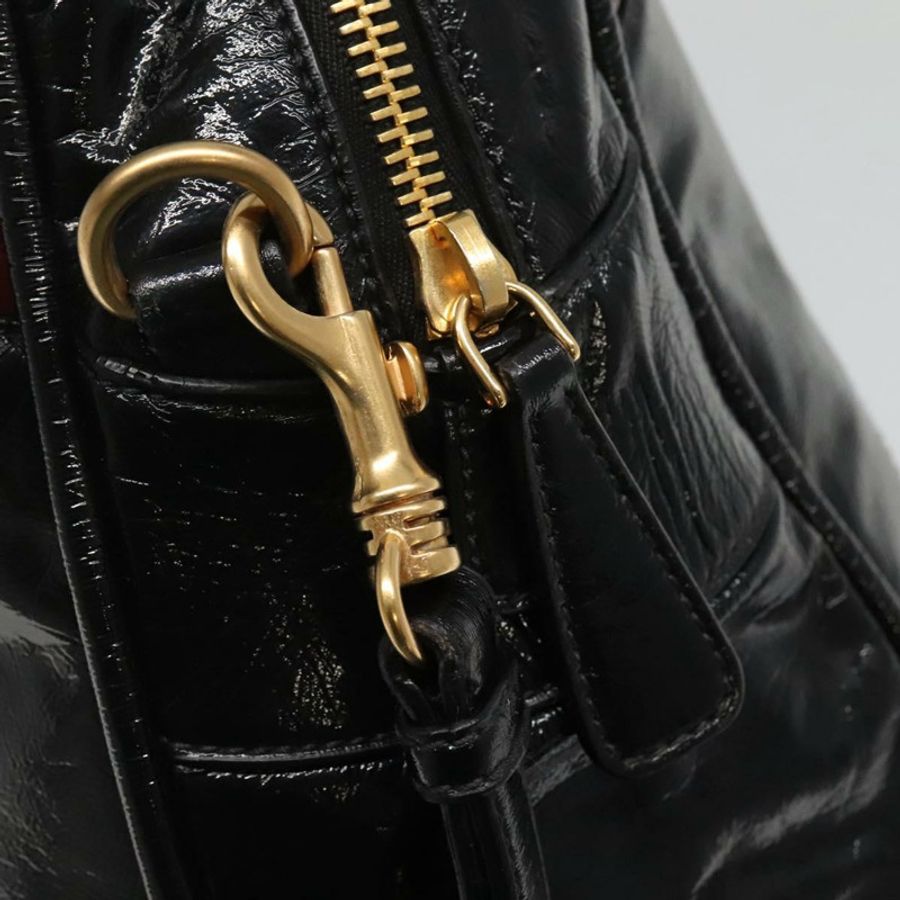 【日本直送】Miu Miu 手提包 漆皮 兩用 黑色 金色 正品 BA4312-9