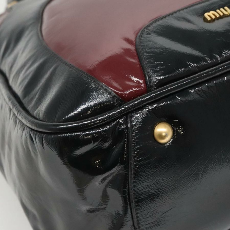 【日本直送】Miu Miu 手提包 漆皮 兩用 黑色 金色 正品 BA4312-16