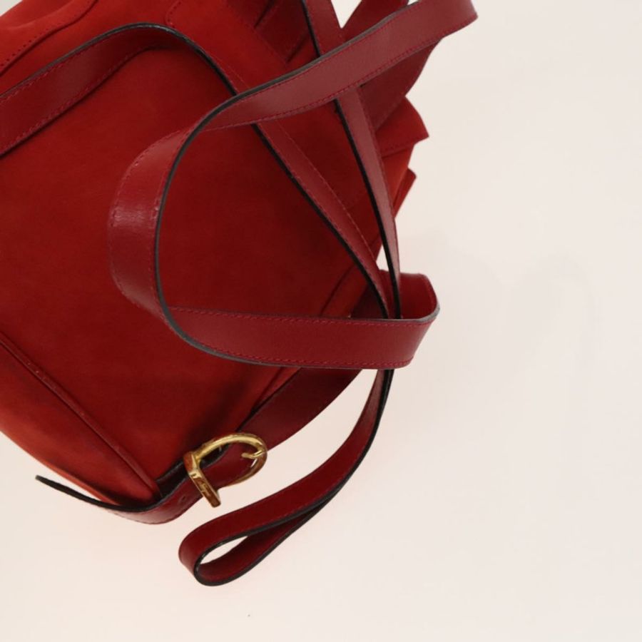 【日本直送】Salvatore Ferragamo Gancini 背包 麂皮 紅色 金色 正品 138631-7
