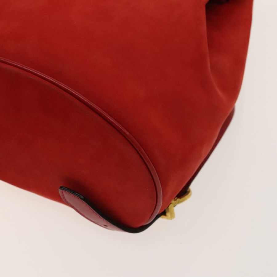 【日本直送】Salvatore Ferragamo Gancini 背包 麂皮 紅色 金色 正品 138631-15