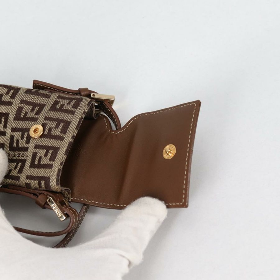 【日本直送】FENDI Zucchino 帆布手機袋 棕色金色 正品 138859-9