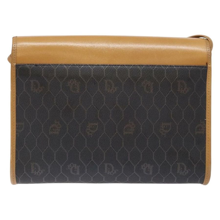 【日本直送】Christian Dior 蜂巢帆布肩背包 PVC 黑色金色 正品 BA4862-1