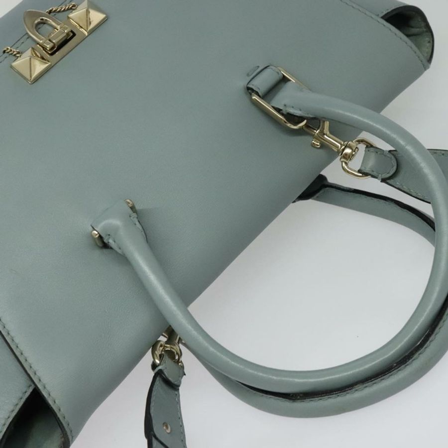 【日本直送】華倫天奴 (VALENTINO) 手提包 皮革 兩用 淺藍色 金色 正品 BA5471-5