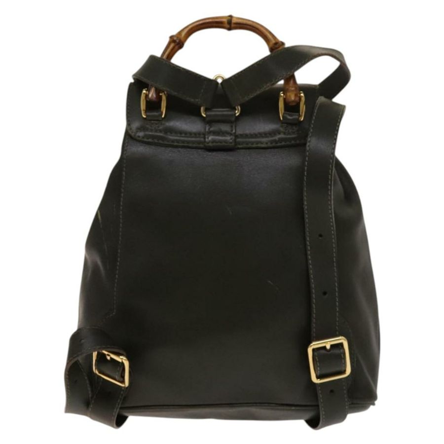 【日本直送】GUCCI 竹節雙肩包 皮革 暢貨卡其色 金色 003 3444 0030 正品 BA5469-1