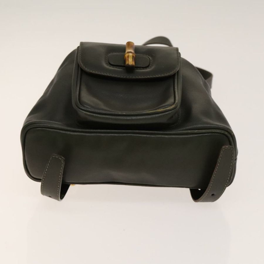 【日本直送】GUCCI 竹節雙肩包 皮革 暢貨卡其色 金色 003 3444 0030 正品 BA5469-4
