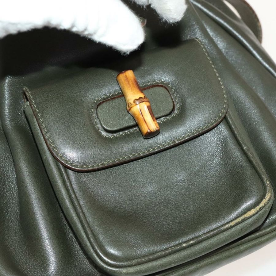【日本直送】GUCCI 竹節雙肩包 皮革 暢貨卡其色 金色 003 3444 0030 正品 BA5469-23