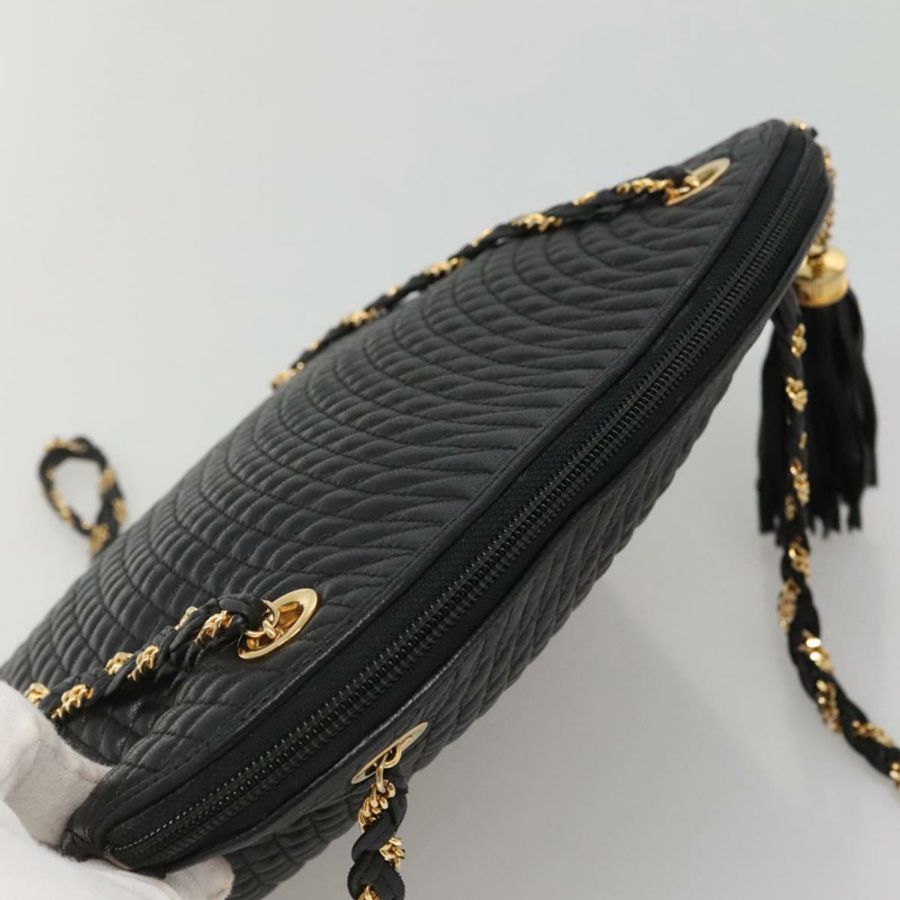 【日本直送】BALLY 鏈條單肩包 皮革 黑色 金色 正品 SW1496-5