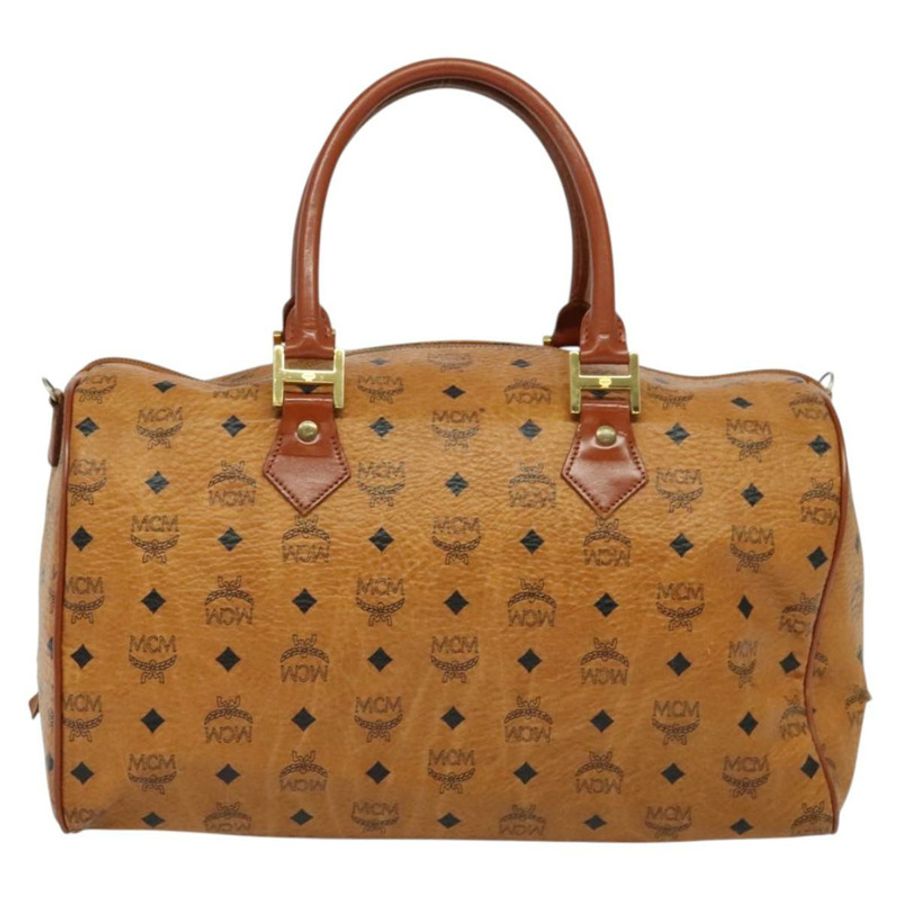 【日本直送】MCM Logoogram Vicetos 波士頓包 PVC 皮革 棕色 金色 正品 137869-1