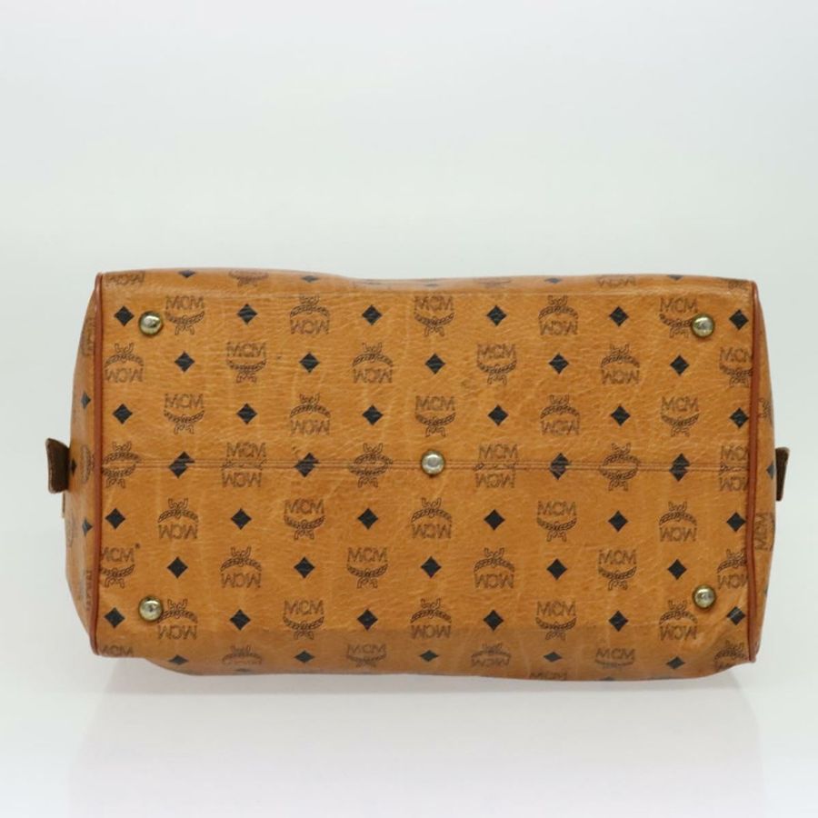 【日本直送】MCM Logoogram Vicetos 波士頓包 PVC 皮革 棕色 金色 正品 137869-4