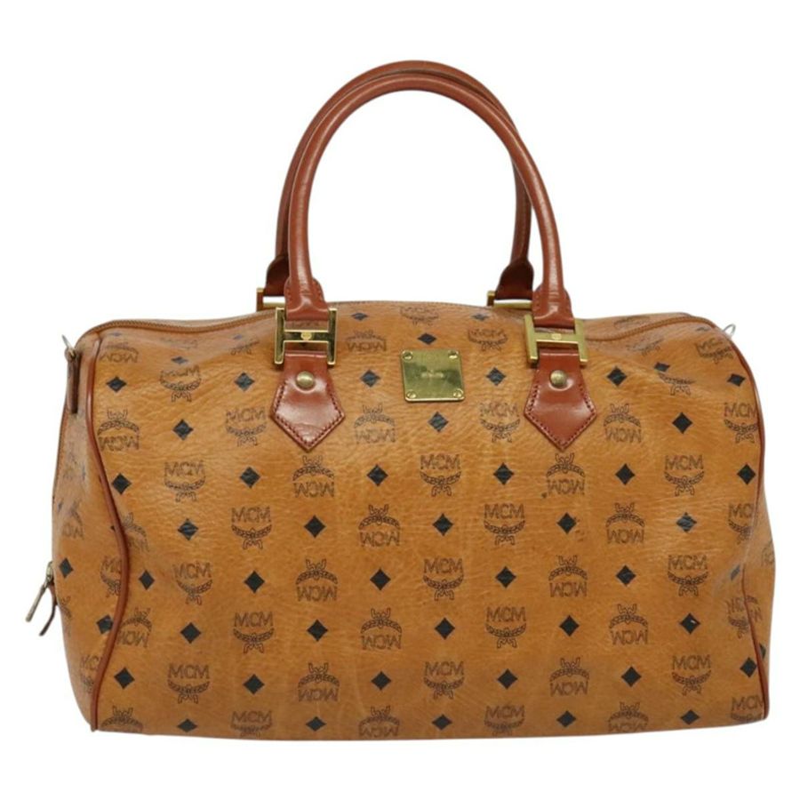 【日本直送】MCM Logoogram Vicetos 波士頓包 PVC 皮革 棕色 金色 正品 137869-12