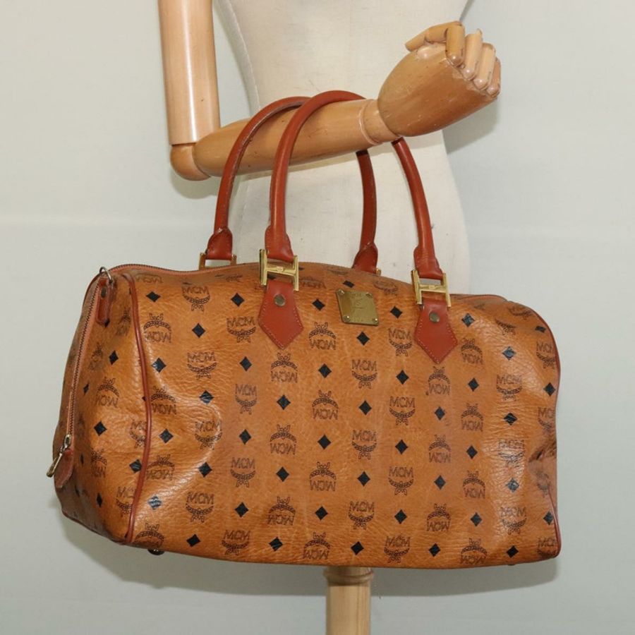 【日本直送】MCM Logoogram Vicetos 波士頓包 PVC 皮革 棕色 金色 正品 137869-19