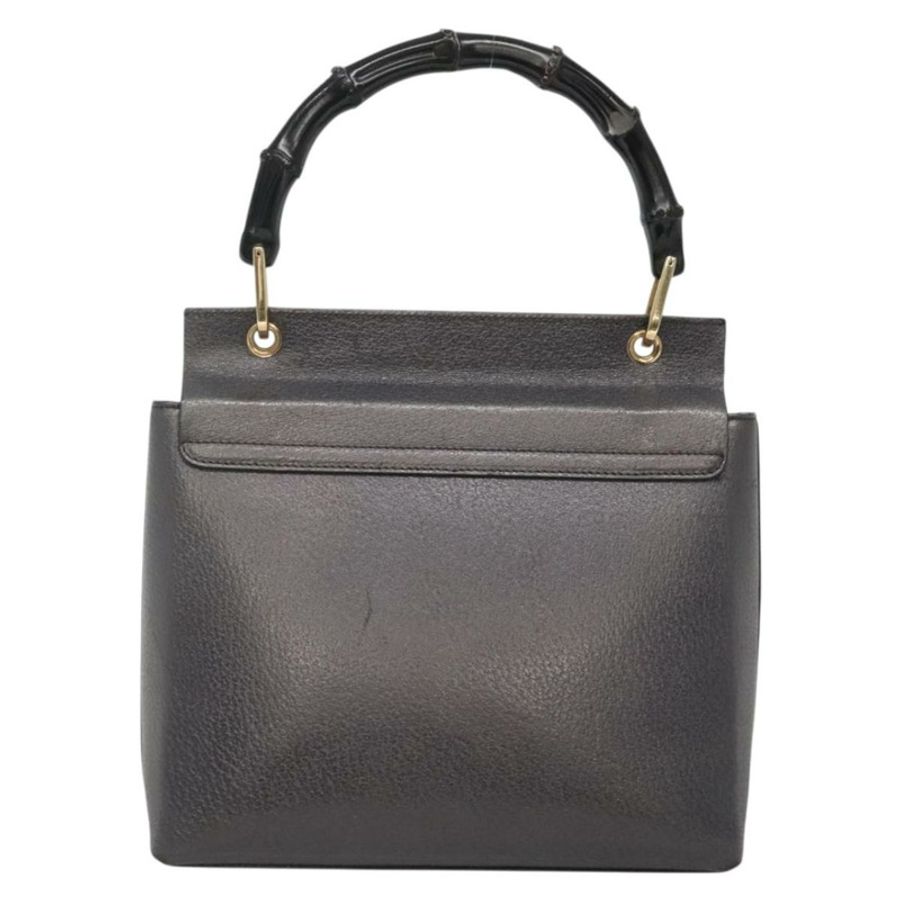 【日本直送】GUCCI 竹節手提包 皮革 金色 炭灰色 001 3444 1887 正品 138139-1