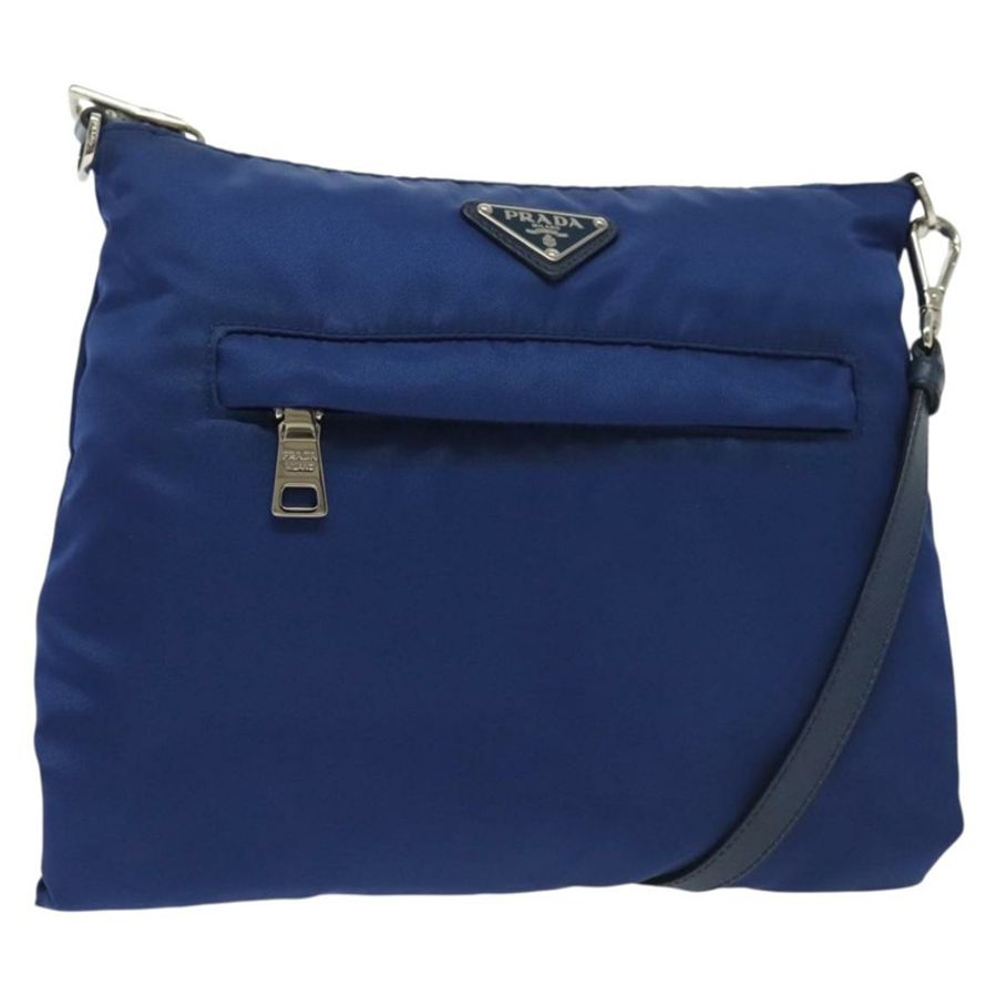 【日本直送】PRADA 尼龍肩包 藍色 銀色 正品 140970-0