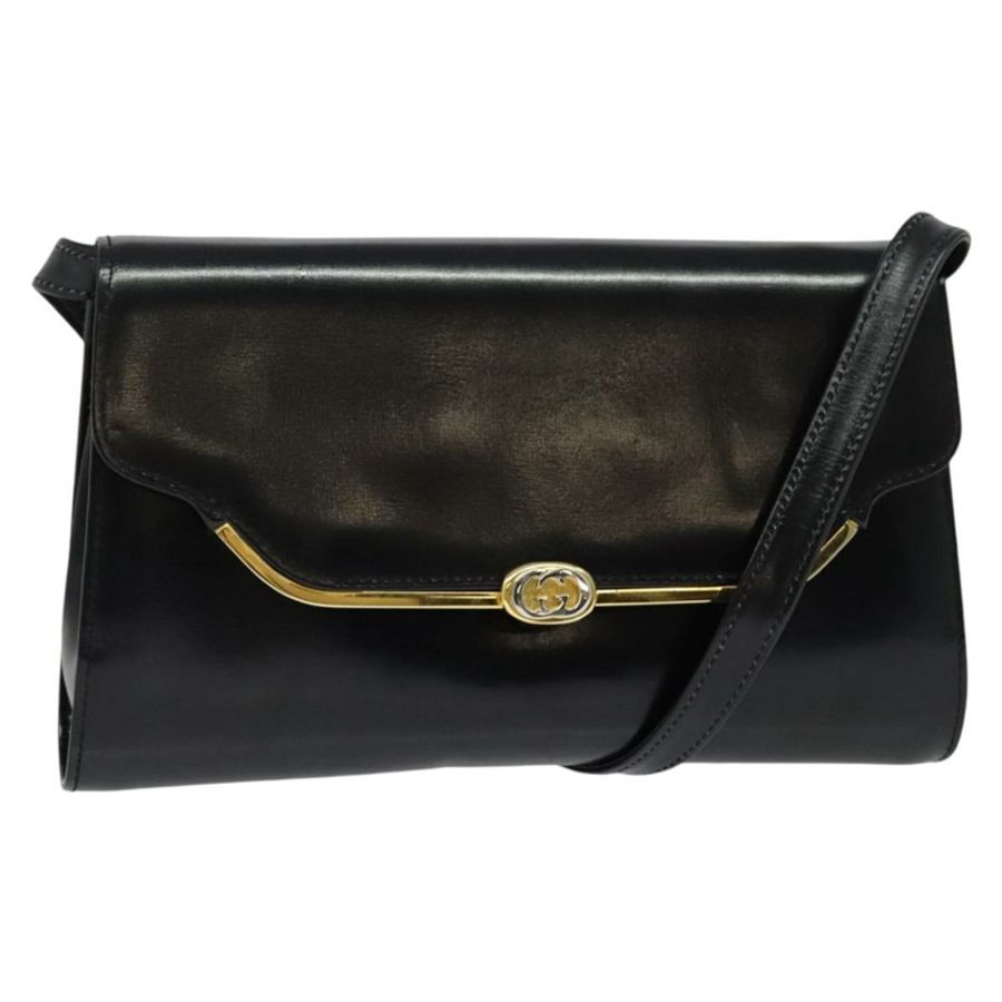 【日本直送】GUCCI 黑色金色皮革單肩包,正品編號 140948-0