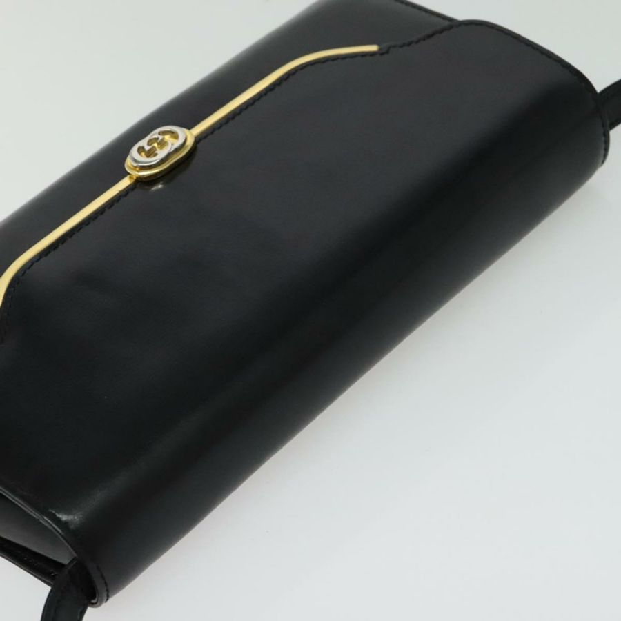 【日本直送】GUCCI 黑色金色皮革單肩包,正品編號 140948-5