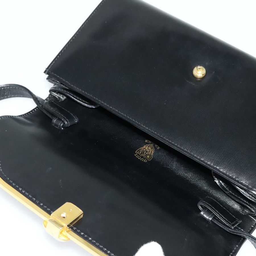 【日本直送】GUCCI 黑色金色皮革單肩包,正品編號 140948-9