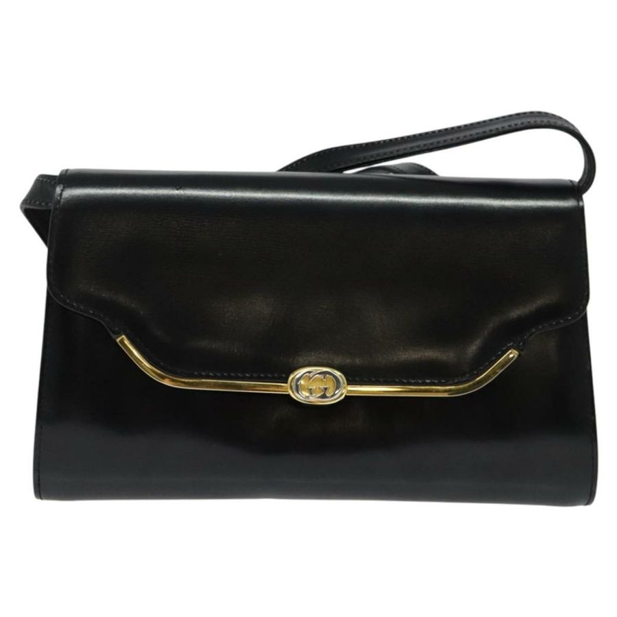 【日本直送】GUCCI 黑色金色皮革單肩包,正品編號 140948-12