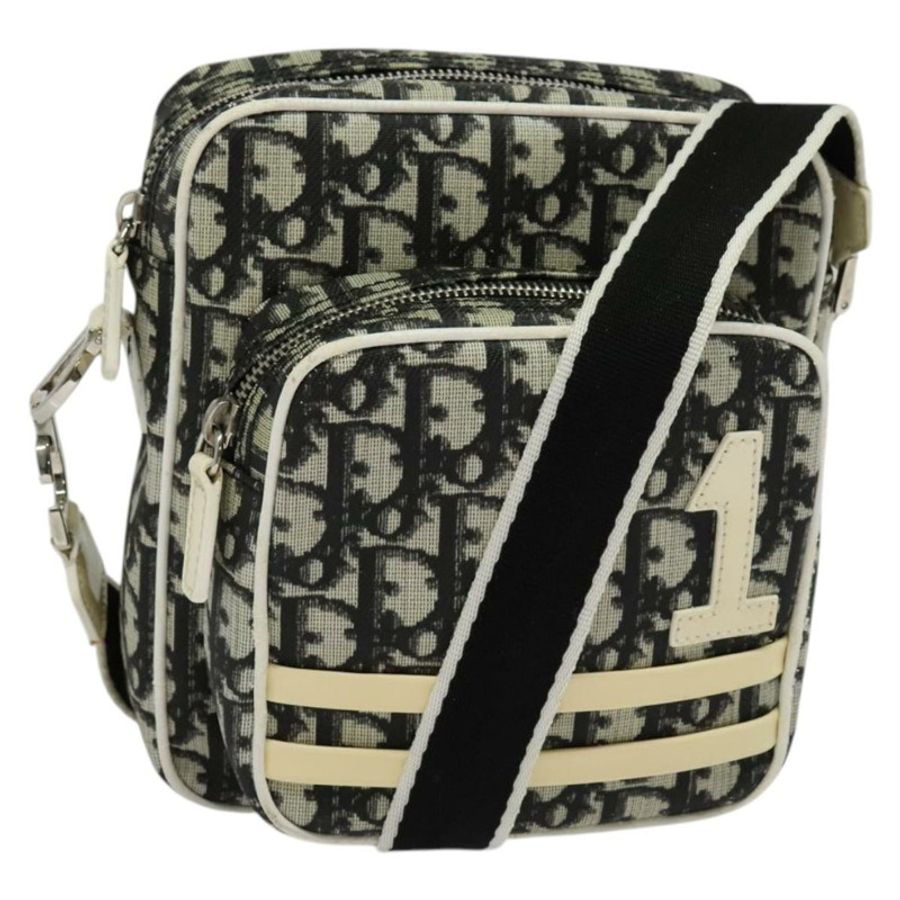 【日本直送】Christian Dior Trotter帆布肩背包 PVC黑色銀色 正品 BA5306-0