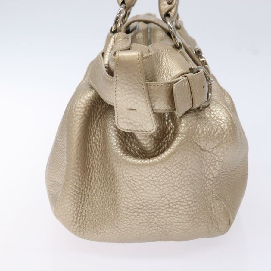 【日本直送】Salvatore Ferragamo Gancini 手提包 皮革 金銀色 正品 140914-2
