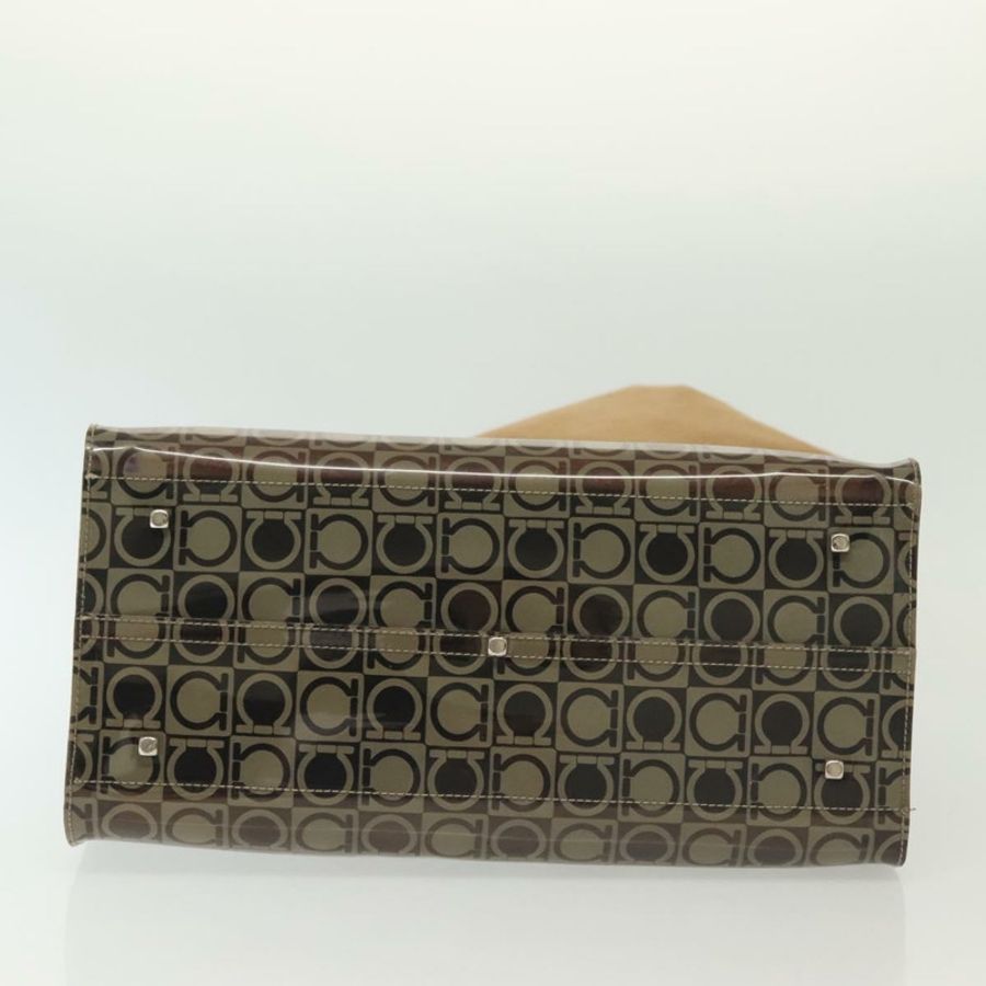 【日本直送】Salvatore Ferragamo Gancini 手提包 棕色乙烯基材質 正品 BA5292-4